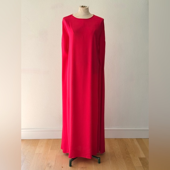 Mango Hot Pink Slit Cape Dress - Picture 2 of 9